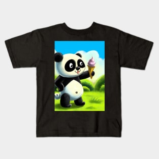 Panda with Ice Cream Kids T-Shirt